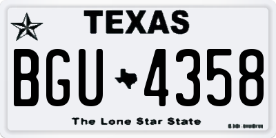 TX license plate BGU4358