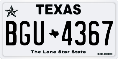 TX license plate BGU4367