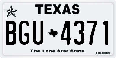 TX license plate BGU4371