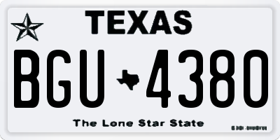 TX license plate BGU4380