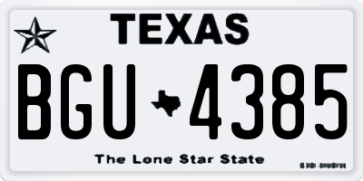 TX license plate BGU4385