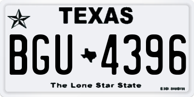 TX license plate BGU4396