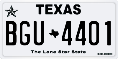 TX license plate BGU4401