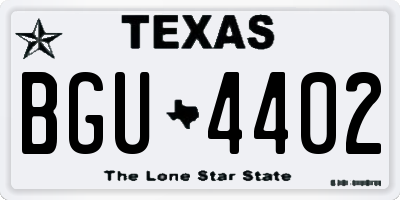 TX license plate BGU4402