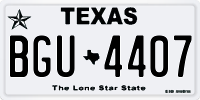 TX license plate BGU4407