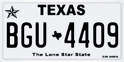 TX license plate BGU4409