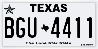 TX license plate BGU4411