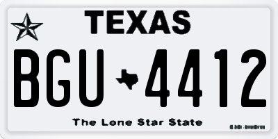 TX license plate BGU4412