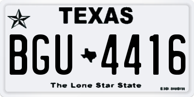 TX license plate BGU4416