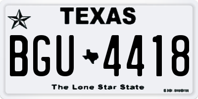 TX license plate BGU4418