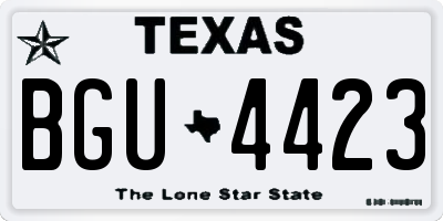 TX license plate BGU4423