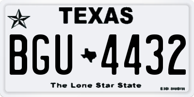 TX license plate BGU4432