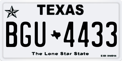 TX license plate BGU4433