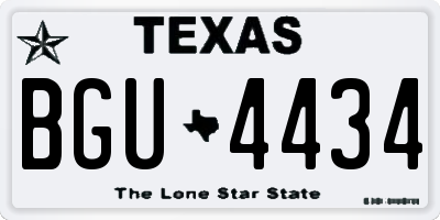 TX license plate BGU4434