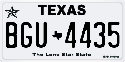 TX license plate BGU4435