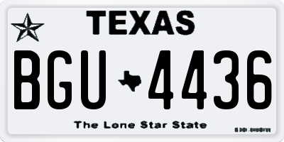 TX license plate BGU4436