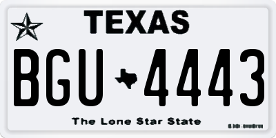 TX license plate BGU4443