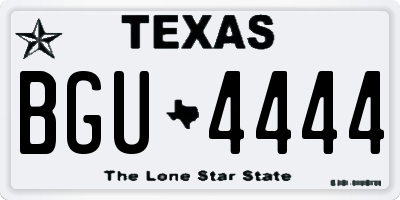 TX license plate BGU4444