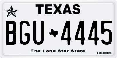TX license plate BGU4445