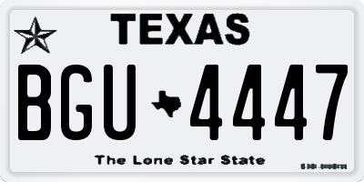 TX license plate BGU4447