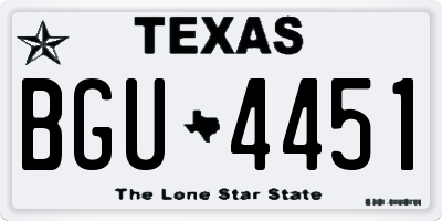 TX license plate BGU4451