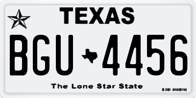 TX license plate BGU4456