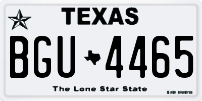 TX license plate BGU4465