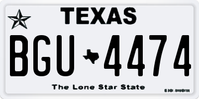 TX license plate BGU4474