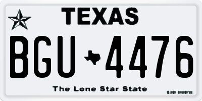 TX license plate BGU4476