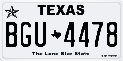 TX license plate BGU4478