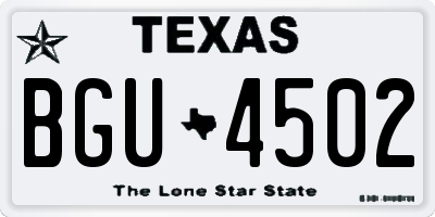 TX license plate BGU4502