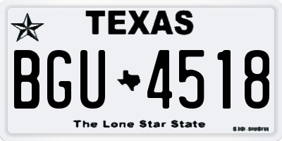 TX license plate BGU4518