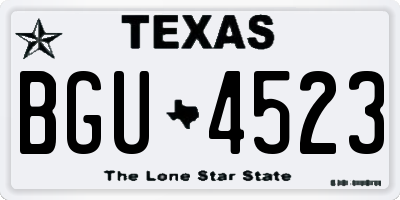 TX license plate BGU4523