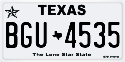 TX license plate BGU4535