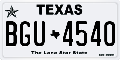 TX license plate BGU4540