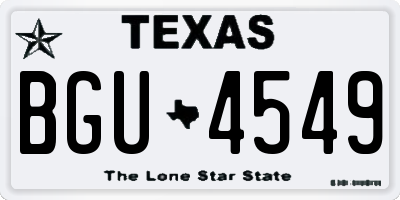 TX license plate BGU4549