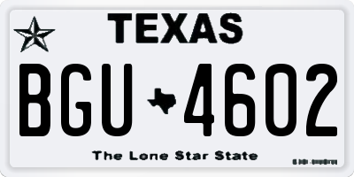 TX license plate BGU4602