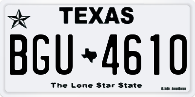 TX license plate BGU4610