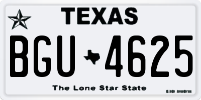TX license plate BGU4625
