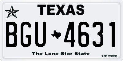 TX license plate BGU4631