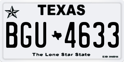TX license plate BGU4633