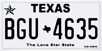 TX license plate BGU4635