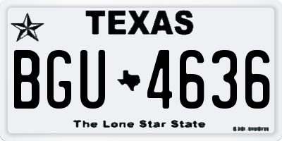 TX license plate BGU4636