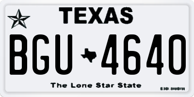 TX license plate BGU4640