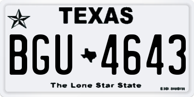 TX license plate BGU4643