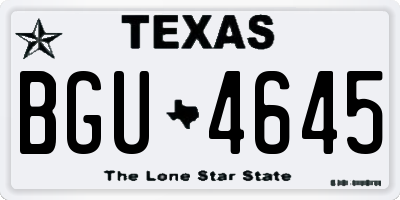 TX license plate BGU4645