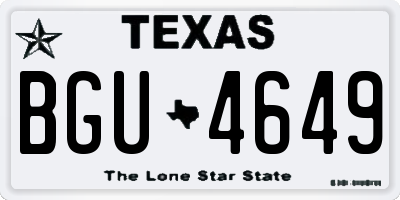 TX license plate BGU4649