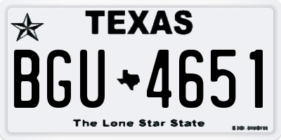 TX license plate BGU4651