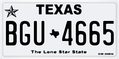 TX license plate BGU4665
