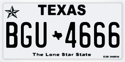 TX license plate BGU4666